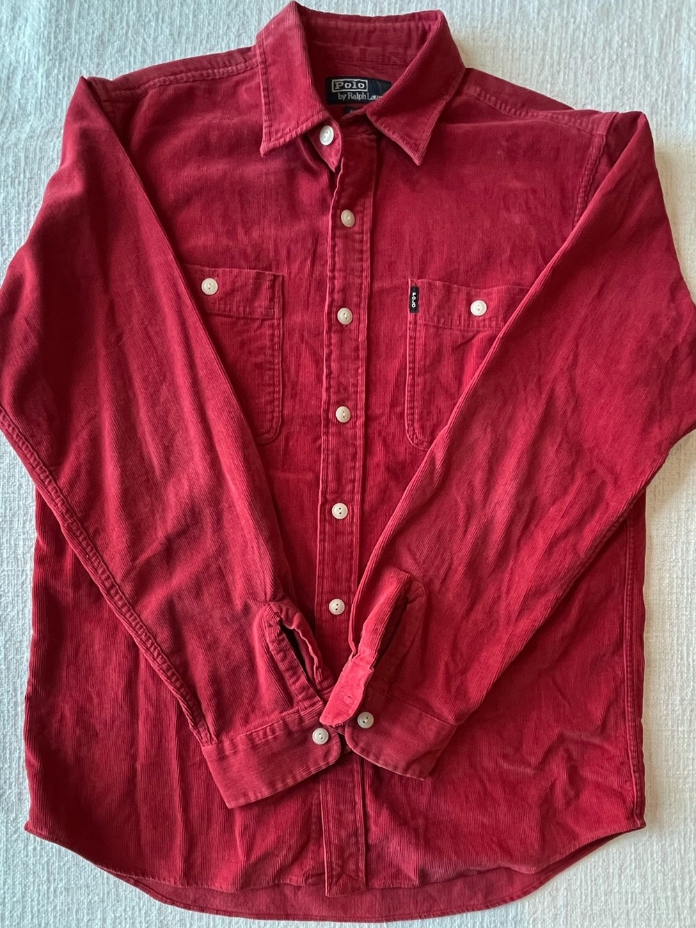 Vintage Polo Ralph Lauren Farrell Corduroy Shirt Red Heavyweight Work Shirt Sz S